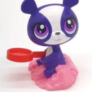 Littlest Pet Shop Purple and White Panda with Red Accessory